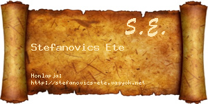Stefanovics Ete névjegykártya